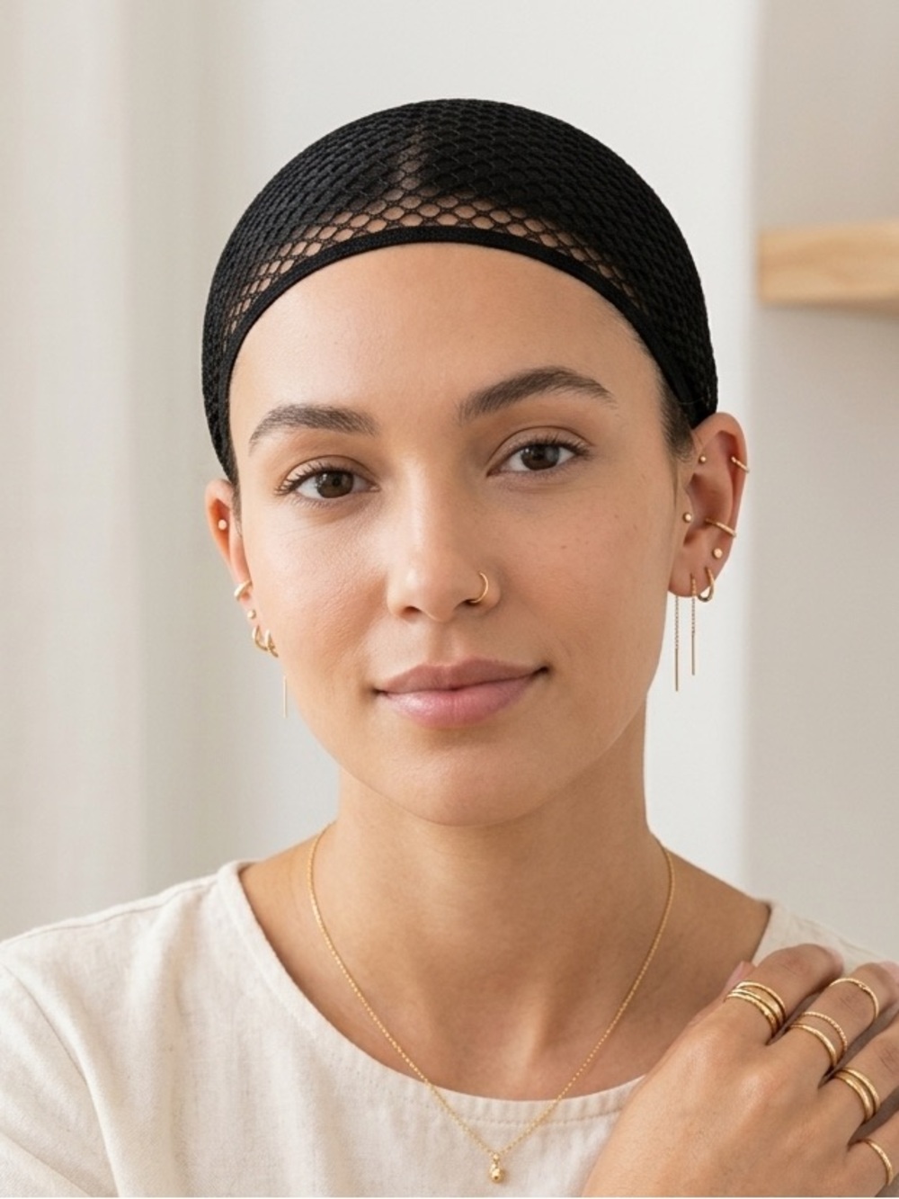 Black Nylon Hair Nets Elastic Wig Caps